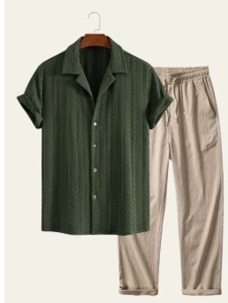 Casual Loose-fit Beach Set | Four-way Stretch Short-sleeve Shirt & Shorts thumbnail 12
