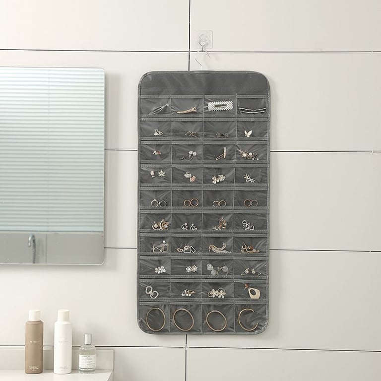 80 Pocket Hanging Jewelry Organizer | Clear Storage Bag thumbnail 1