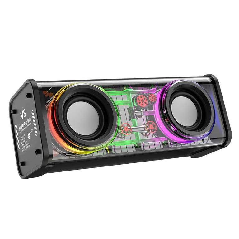 Portable Bluetooth Speaker With LED Lights&Transparent Casing, Bluetooth 5.3 Wireless Outdoor Speakers Support TWS PairingTF Card, 10W Stereo Sound, Electronics For Home, Outdoors, Travel Black thumbnail 1