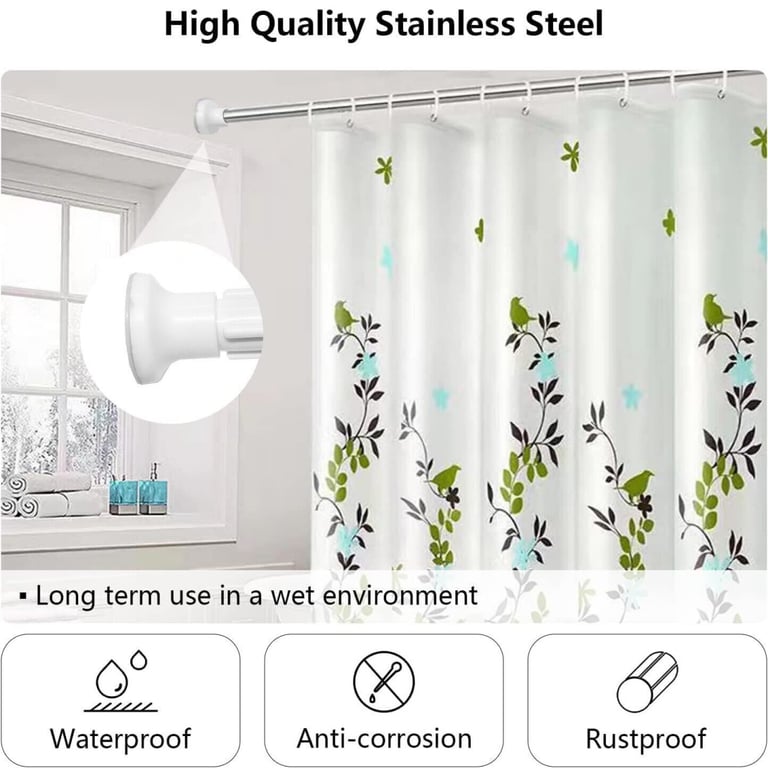 Heavy Duty Telescopic Shower Curtain Pole | No-Drill Spring Tension Rod thumbnail 12