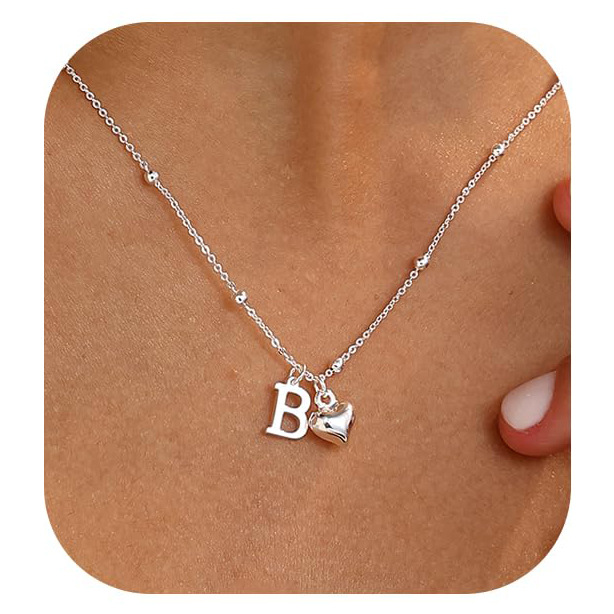 Personalized Initial Heart Pendant Necklace | Stainless Steel thumbnail 20