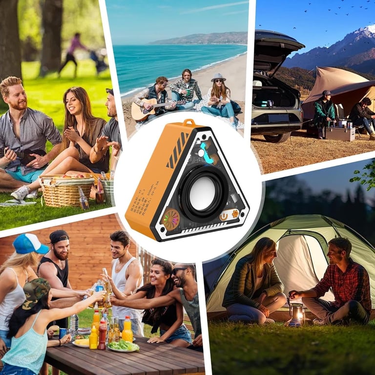 Cross-border V2 Wireless Bluetooth Audio Outdoor Portable Mecha Subwoofer Dual-machine Interconnected Mini Desktop Small Speaker-orange thumbnail 7