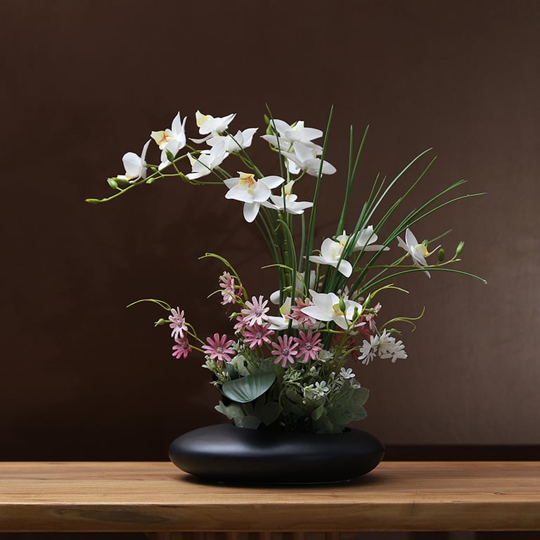 Silicone-Feel Dove Orchid Artificial Flower Arrangement | Modern Minimalist Home Decor thumbnail 7