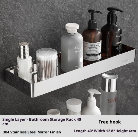 304 Stainless Steel Bathroom Mirror Storage Rack | Modern Shelf thumbnail 20