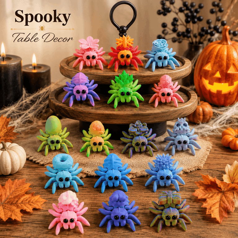 15PCS 3D Printed Mini Spider Figurine Set | Cute Halloween Desk Organizer thumbnail 5