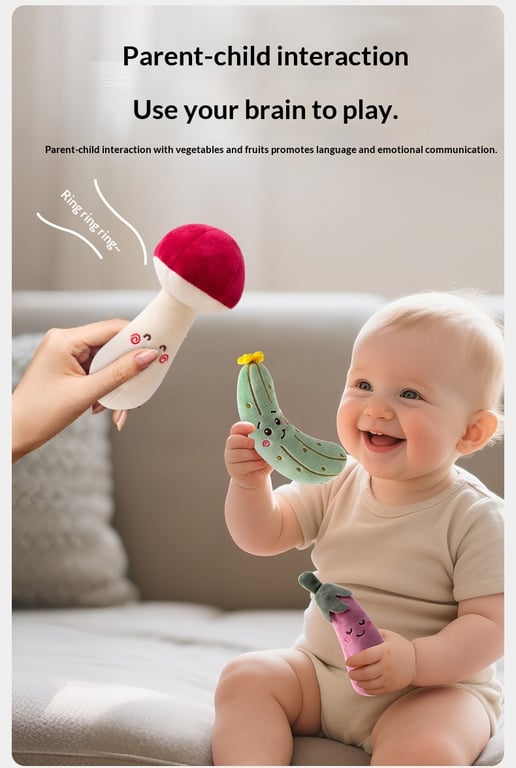 Cartoon Vegetable Fruit Baby Rattle Set | Soft Plush Grasping Toys thumbnail 11