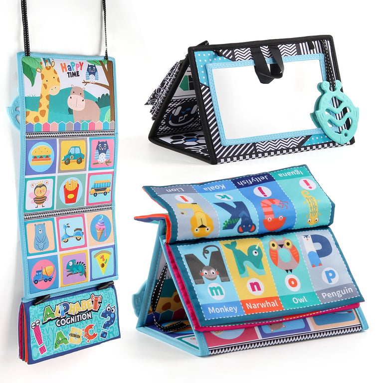 Foldable Funny Mirror Desk Calendar Baby Cloth Book | Sensory Tummy Time thumbnail 2