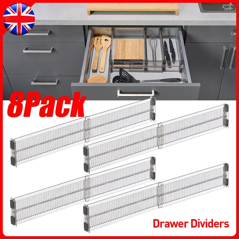 8Pcs Adjustable Drawer Dividers | Expandable Storage Organiser Set thumbnail 14