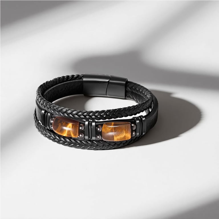 Natural Tiger Eye Stone Bracelet for Men & Women | Handmade thumbnail 3