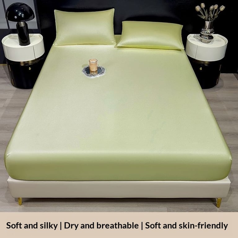 Summer Solid-Color Ice Silk Fitted Sheet | Cooling Bedding Canada thumbnail 9