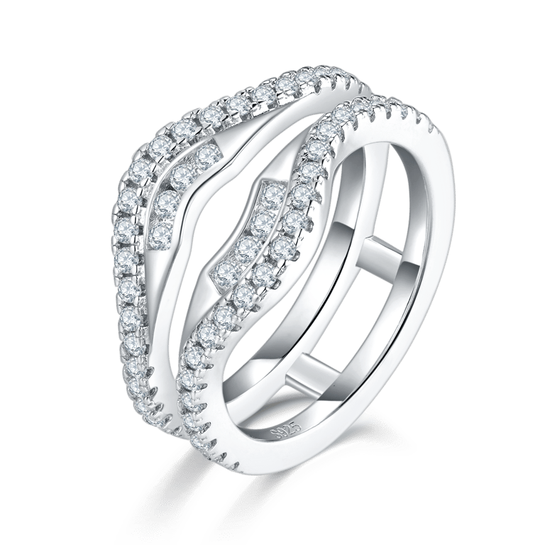 S925 Sterling Silver Double Band Moissanite Ring | GRA Certified thumbnail 1