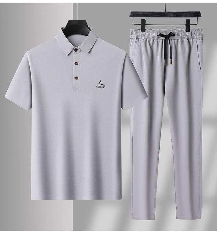 Men's Casual Sport Two-Piece Set | Ice Silk Polo & Pants thumbnail 7