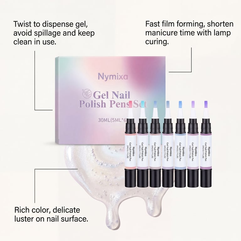 Gel Nail Polish Pens Set | 6 Iridescent Colors, Fast-Drying thumbnail 4