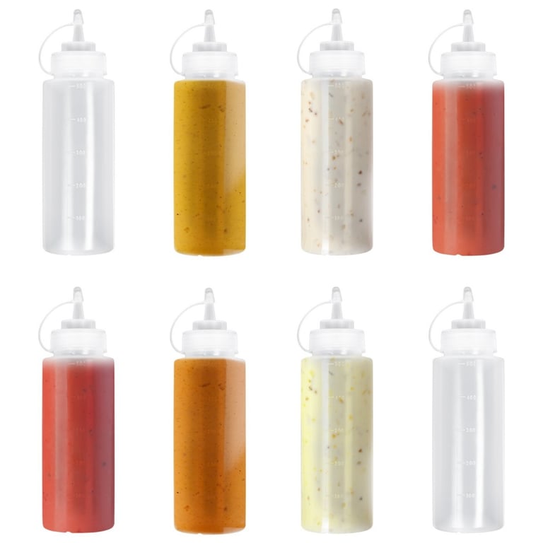 8 Pack Plastic Squeeze Bottles 500ml | Food-Grade Condiment Dispensers thumbnail 13