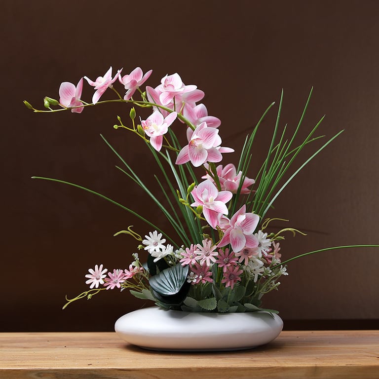 Silicone-Feel Dove Orchid Artificial Flower Arrangement | Modern Minimalist Home Decor thumbnail 8