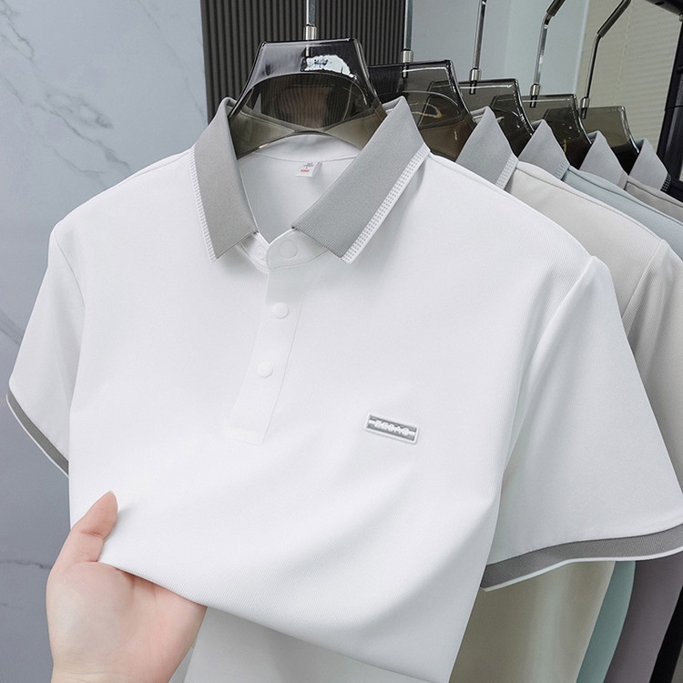 Seamless Ice Silk Men's Short-Sleeve Polo | Breathable Home & Kitchen Comfort thumbnail 3