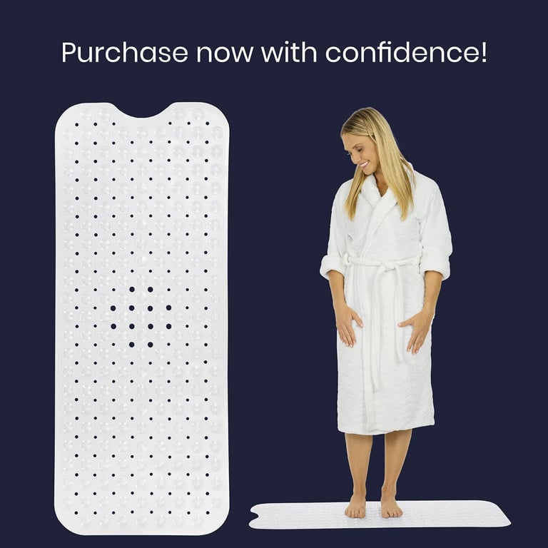 Non Slip Bath Mat Extra Large Shower Mat Bathtub Anti-Mold Rubber Strong Suction thumbnail 3