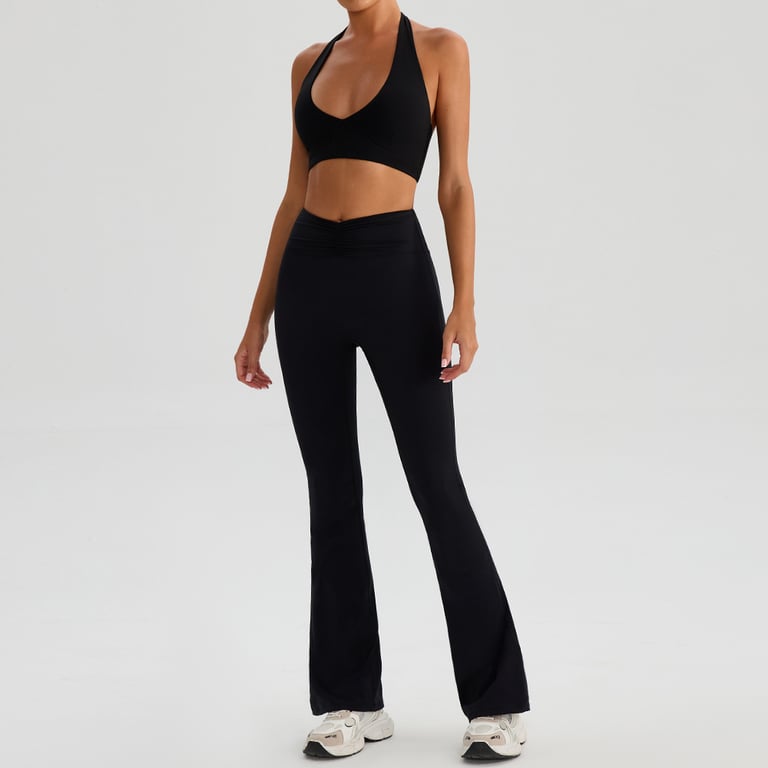 Halter Yoga Sports Bra & Flared Tennis Skirt Set | Canadian Activewear thumbnail 2