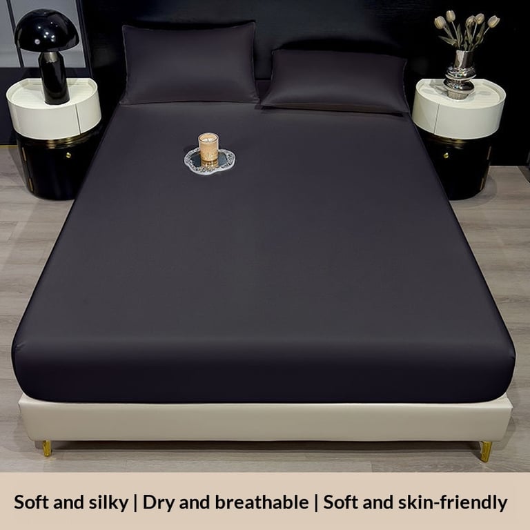 Summer Solid-Color Ice Silk Fitted Sheet | Cooling Bedding Canada thumbnail 11
