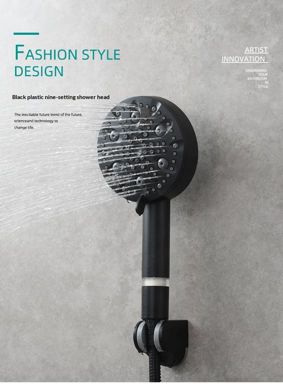 9-Setting Handheld Shower Head with Filtration | Chrome & Matte Black thumbnail 16