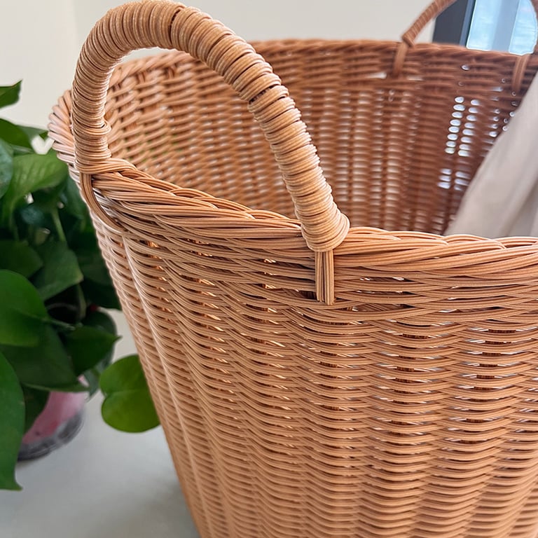 Woven Rattan Hand-Braided Laundry Basket | Stylish Storage Bin thumbnail 9