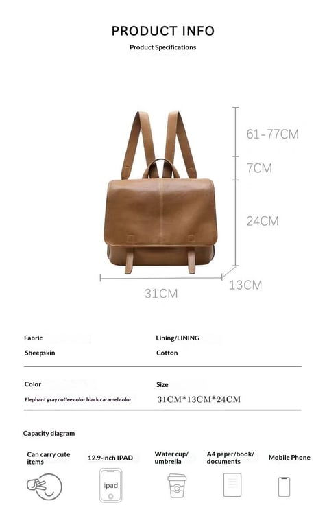 Vegetable-Tanned Leather Messenger Backpack | Convertible Design thumbnail 17