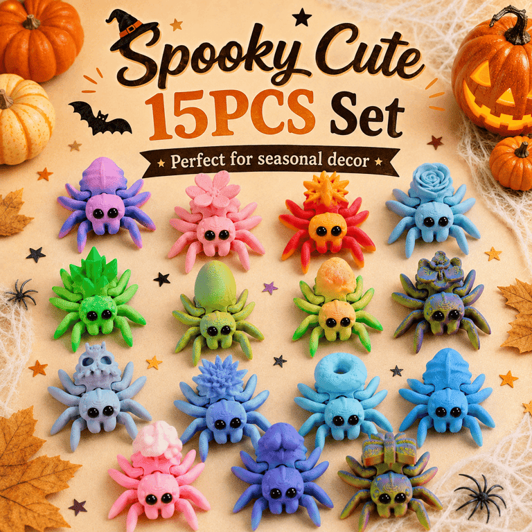 15PCS 3D Printed Mini Spider Figurine Set | Cute Halloween Desk Organizer thumbnail 7