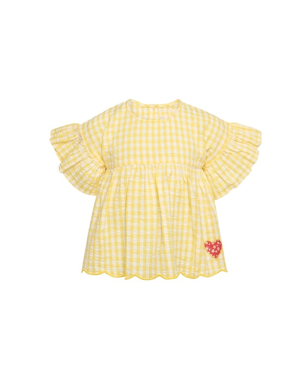 Yellow Plaid Ruffle-Sleeve Kids Set | Nordic Summer Outfit Girls thumbnail 13