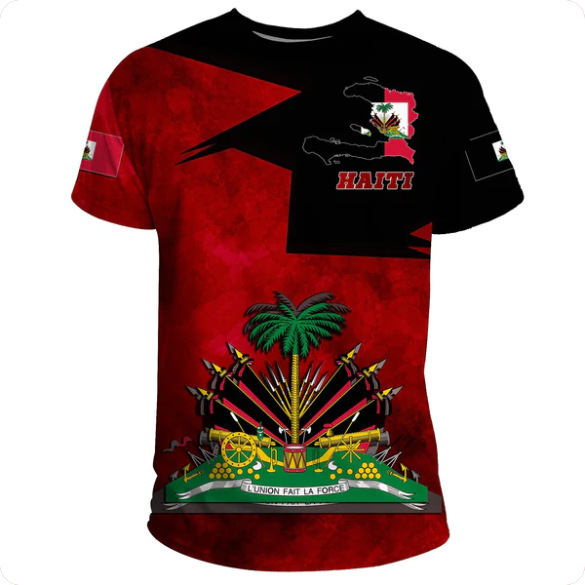3D Sea Map Pattern T-Shirt For Men And Women | Haiti Flag Tee thumbnail 12
