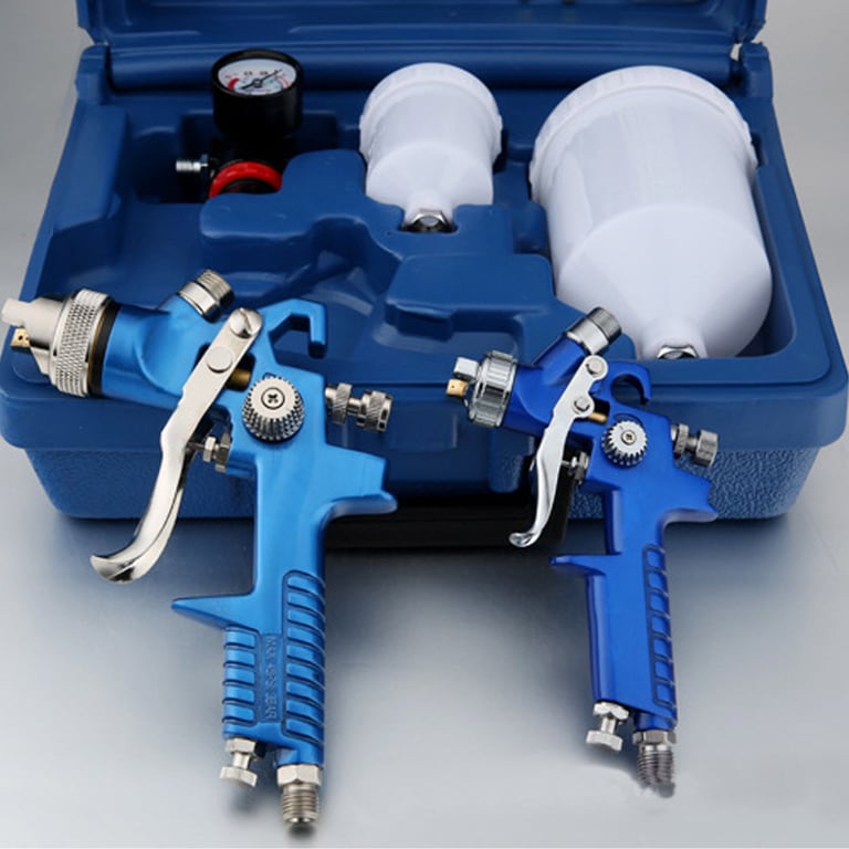 2 X HVLP Spray Gun Kit Air Gravity Feed Vehicle Car Paints1.4MM 0.8MM Nozzle thumbnail 5