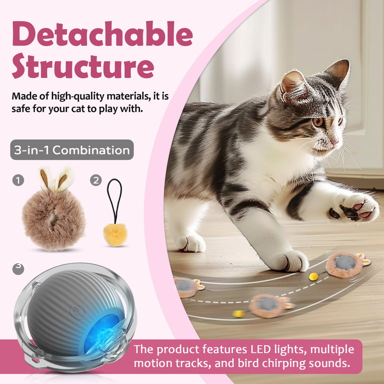 Interactive Motion Activated Cat Ball Toy with LED Lights | Captain Fam thumbnail 3