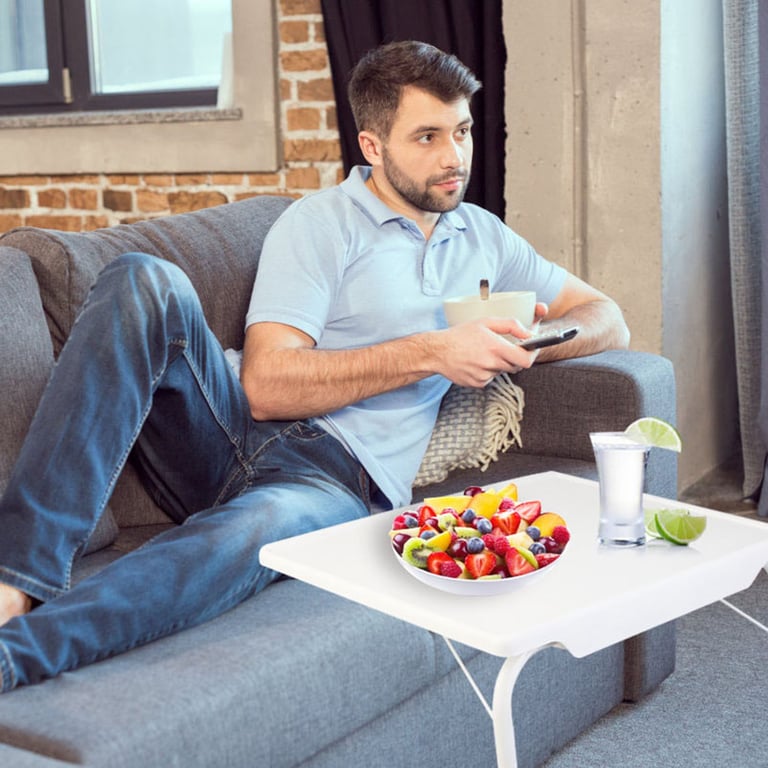 1Pc Foldable Tray Table Portable Sofa TV Tray 6 Heights 3 Angles Laptop Desk Adjustable Eating Dinner Coffee For Bed Dorm Home thumbnail 3