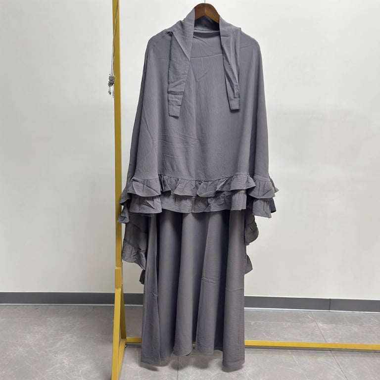 Women's Middle Eastern Robe Set with Attached Hijab | Modest Dress thumbnail 5