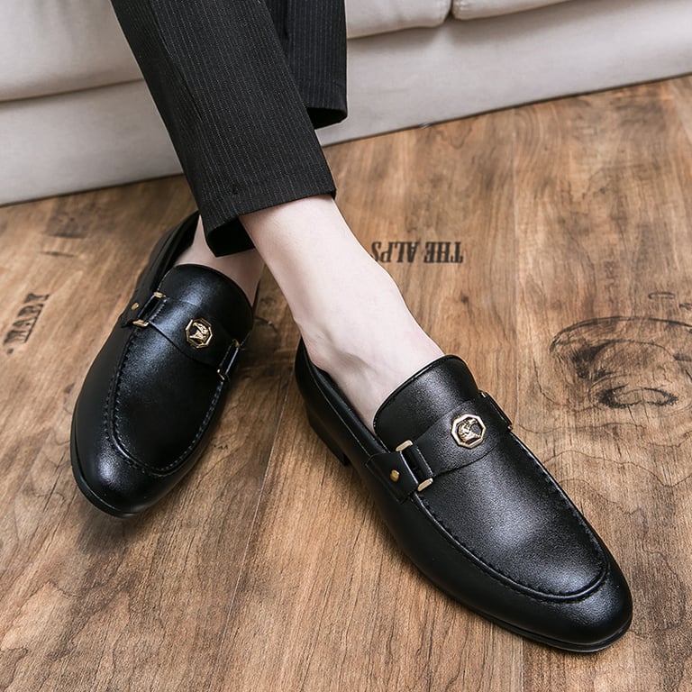 Men's Metal-Buckle Slip-On Loafers | European Style Dress Shoes thumbnail 8