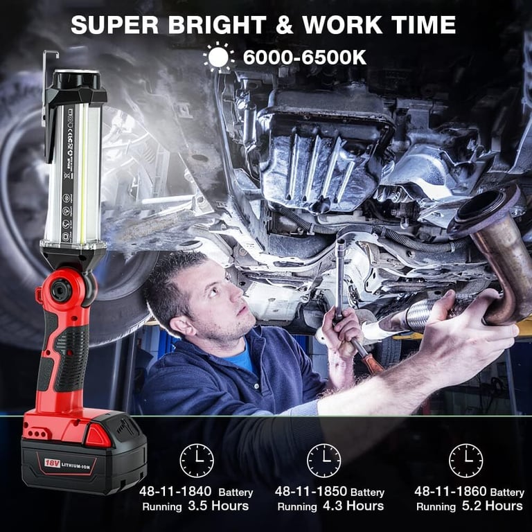 Cordless LED Work Light Milwaukee 18V Battery 2000LM Floodlight thumbnail 18