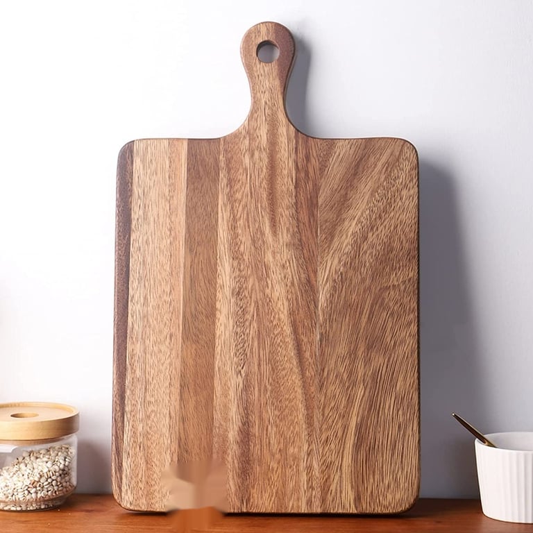 Household Acacia Wood Kitchen Cutting Board with Handle | Captain Fam thumbnail 1