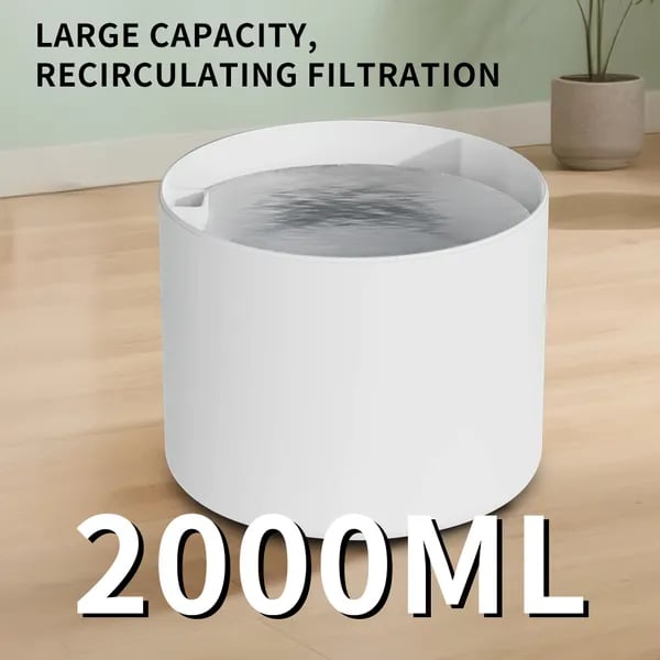 2500ML USB Round Pet Water Fountain, Automatic Cat Water Dispenser With Circulating Pump, Detachable For Easy Cleaning, Ultra-Quiet For Cats & Dogs thumbnail 7