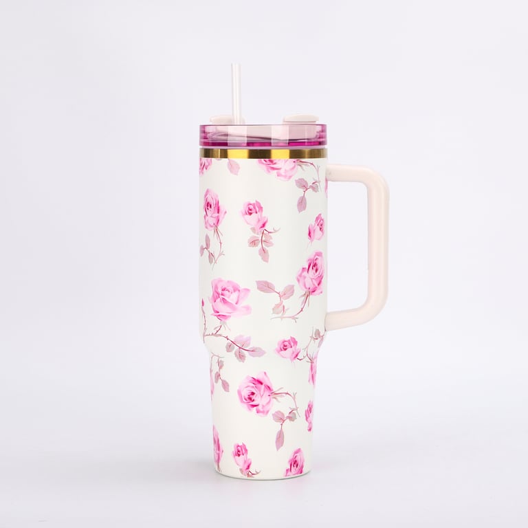 Portable Car Ice Tumbler With Straw Stainless Steel Insulated Cup