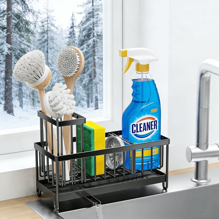 Kitchen Sink Rack Sponge Holder Soap Dish Drain Storage Organizer Brush Holder thumbnail 5
