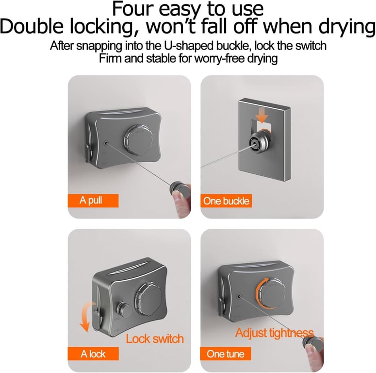 Retractable Clothesline Wall Mounted | Heavy Duty Stainless Steel 510cm thumbnail 9