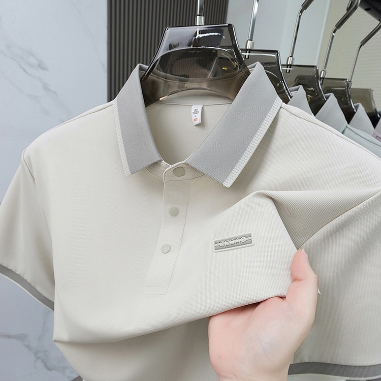 Seamless Ice Silk Men's Short-Sleeve Polo | Breathable Home & Kitchen Comfort thumbnail 5