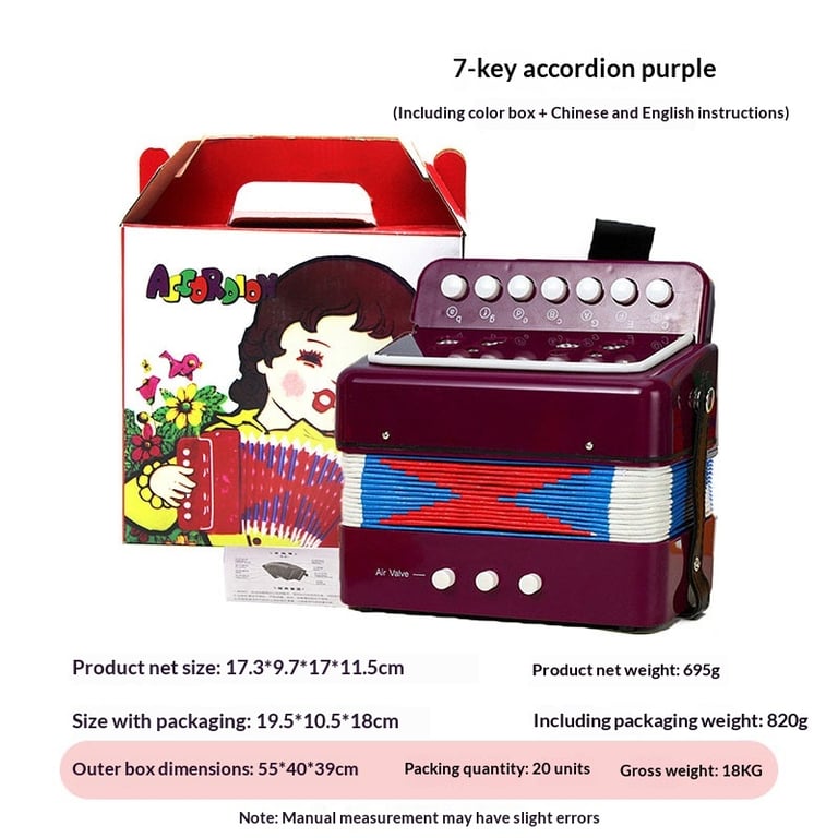 7-Key Portable Accordion for Kids | Educational Music Toy Canada thumbnail 2