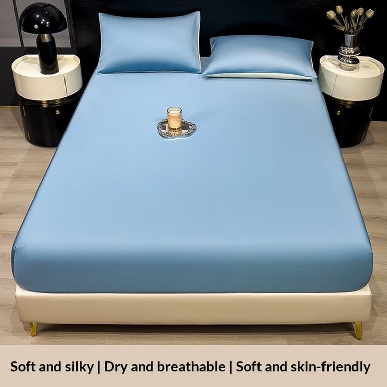 Summer Solid-Color Ice Silk Fitted Sheet | Cooling Bedding Canada thumbnail 12
