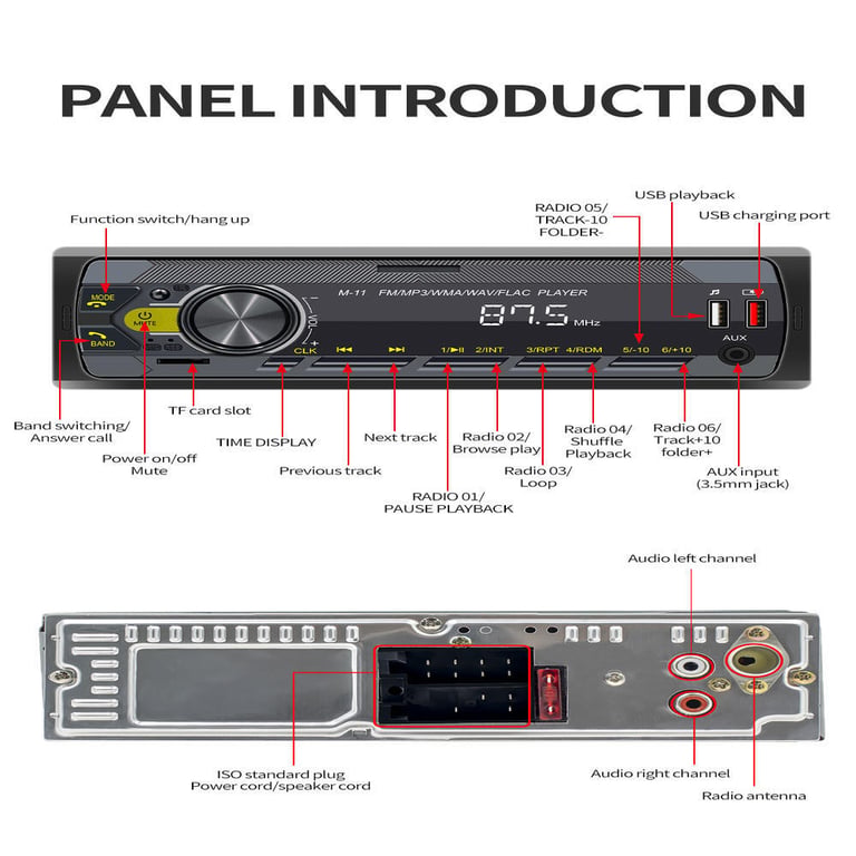 Single Din with Android Auto Bluetooth Car Stereo MP3 Player | USB SD AUX thumbnail 3