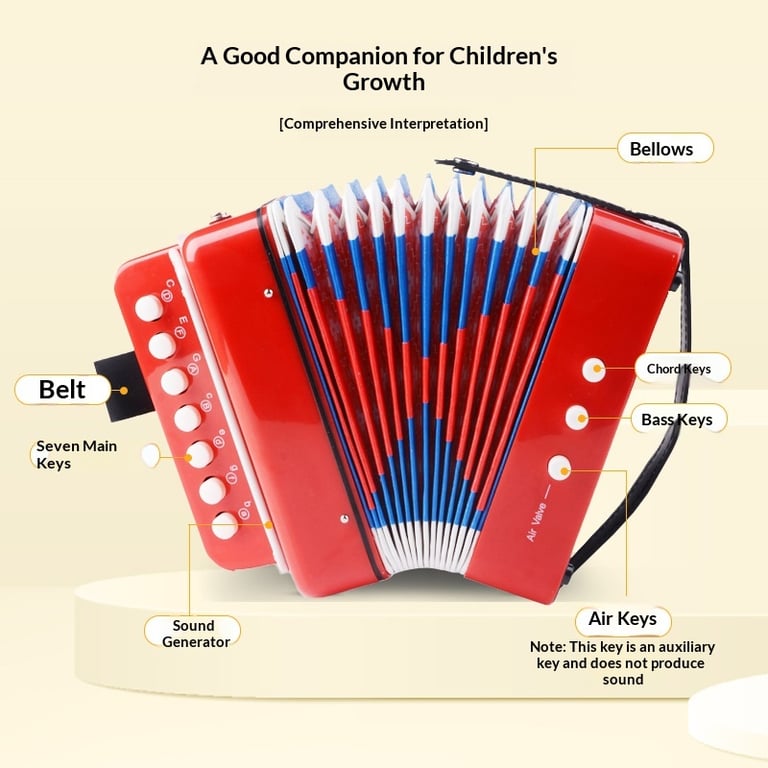 7-Key Portable Accordion for Kids | Educational Music Toy Canada thumbnail 10
