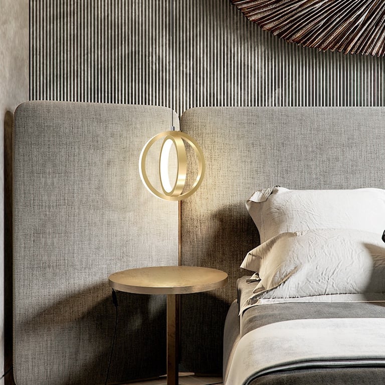 LED Bedside Mini Pendant Lamp | Ring-Shaped Aluminum Bedroom Light thumbnail 3