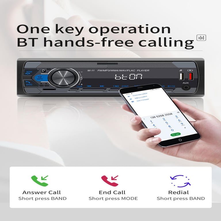 Single Din with Android Auto Bluetooth Car Stereo MP3 Player | USB SD AUX thumbnail 2