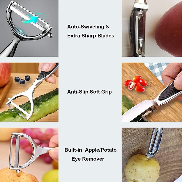 Vegetable Peeler Set Stainless Steel Y & I Shape Swivel Blades thumbnail 5