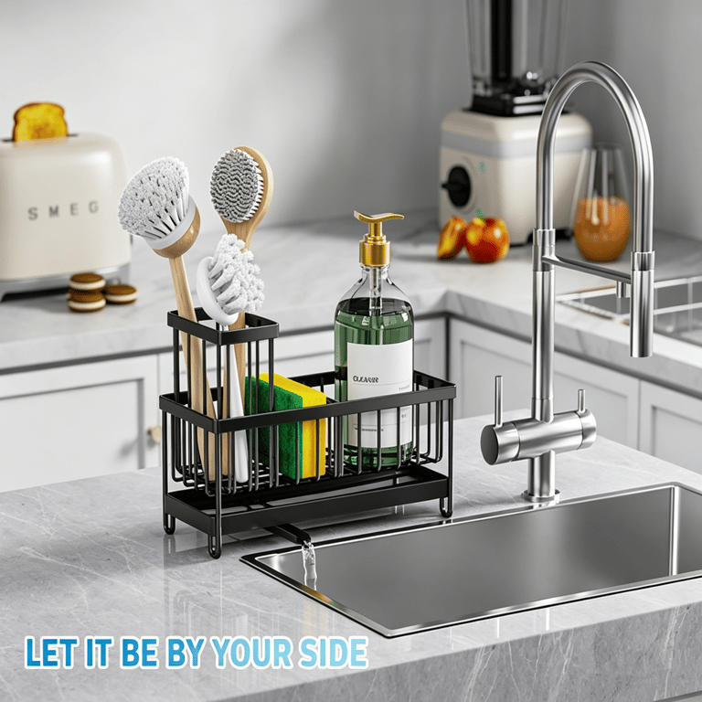 Kitchen Sink Caddy Rack Sponge Holder | Soap Dish Drain Storage thumbnail 4
