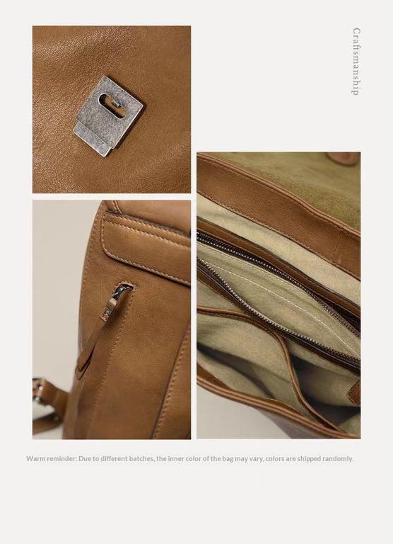 Vegetable-Tanned Leather Messenger Backpack | Convertible Design thumbnail 13